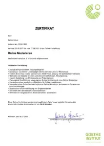 Zertifikat Online-Moderieren – Daniel Urban, Paartherapie, EMDR und therapeutische Online-Sitzungen