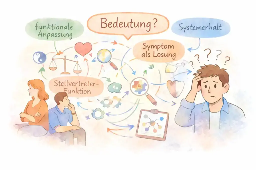 Systemische Paartherapie: Menschen suchen nach der Bedeutung eines Symptoms im Beziehungssystem
