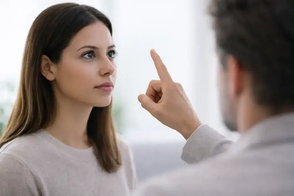 EMDR-Sitzung mit bilateraler Stimulation in ruhigem therapeutischem Setting